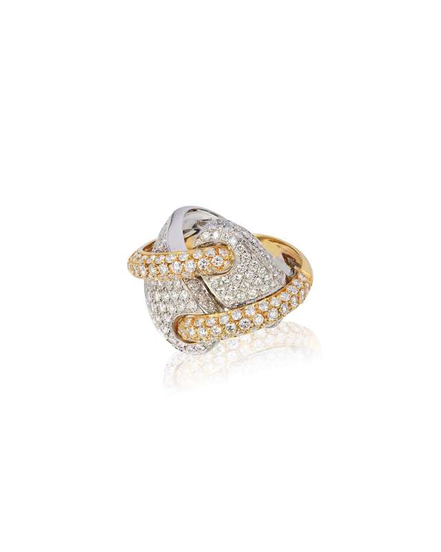 18k 2-Tone Gold Diamond Ring, Size 7.75